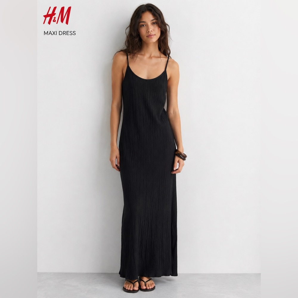H&M Black Sleeveless Maxi Slip Dress